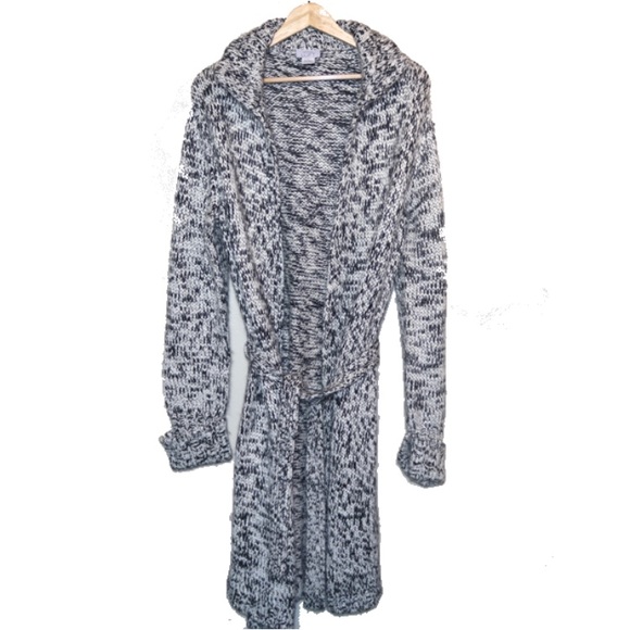 LOFT | Sweaters | Loft Long Chunky Knit Cardigan Black White Large | Poshmark